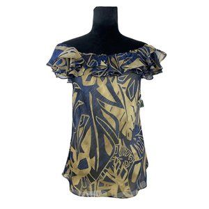 Lauren Ralph Lauren Size 6 Ruffled Off The Shoulder Chiffon Blouse NWT